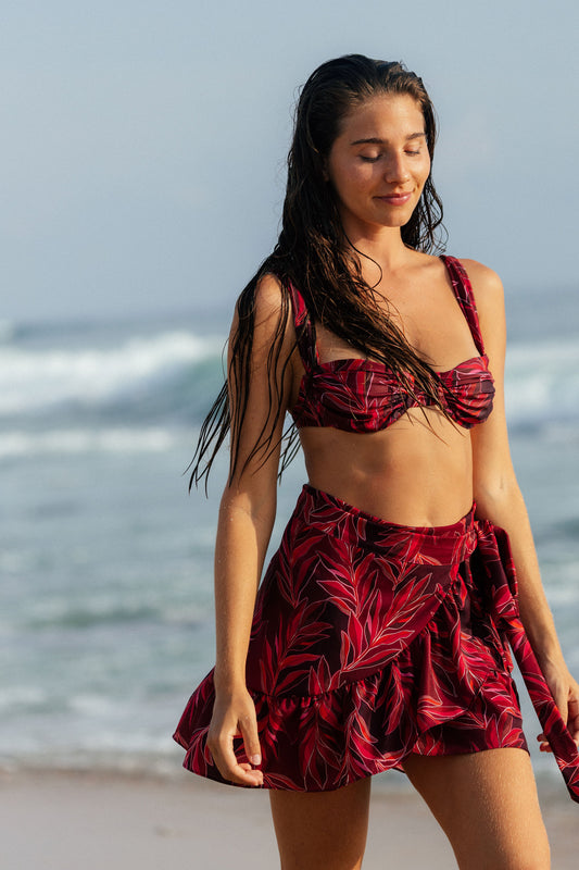 Burgundy Falda Corta