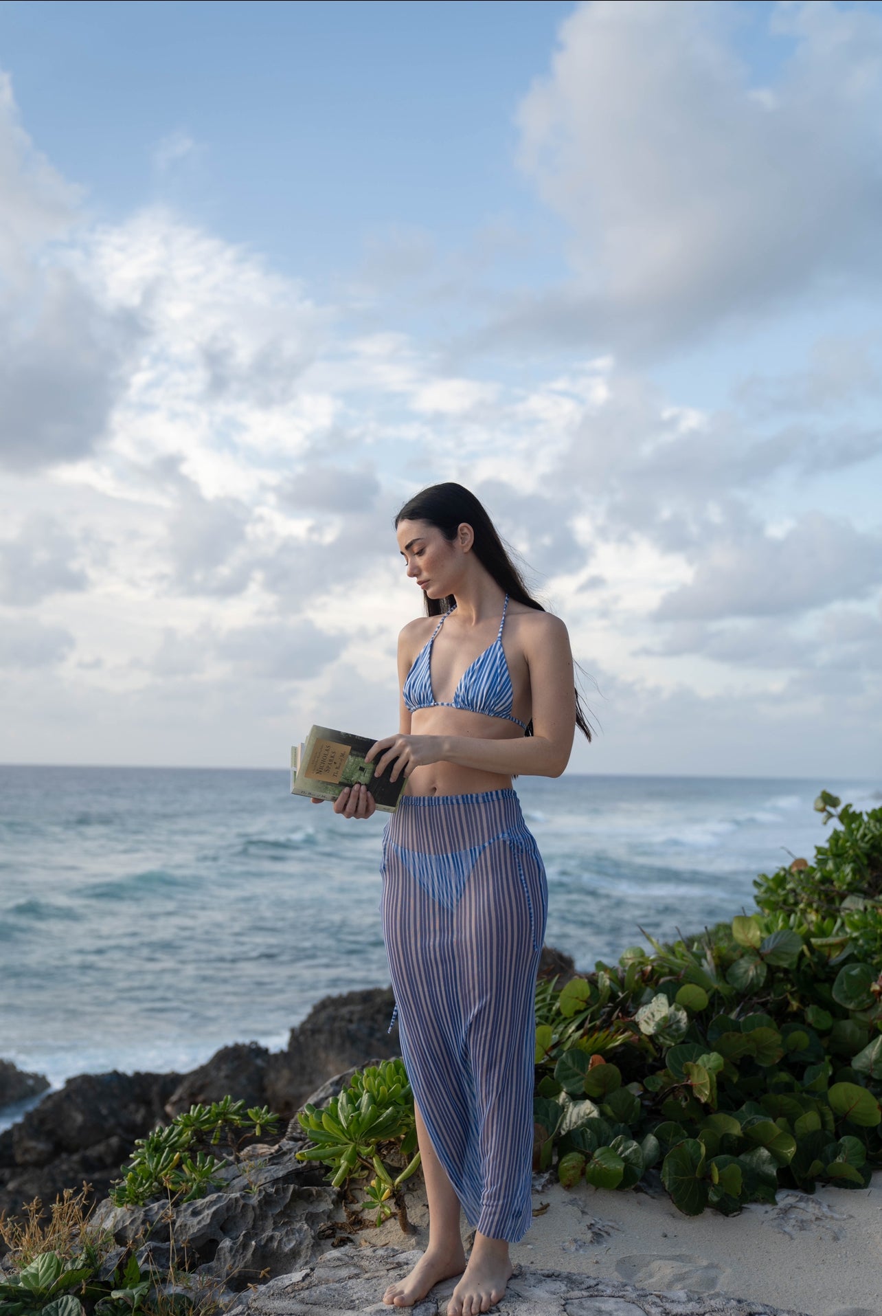 Stripped Maxi Skirt Coverup